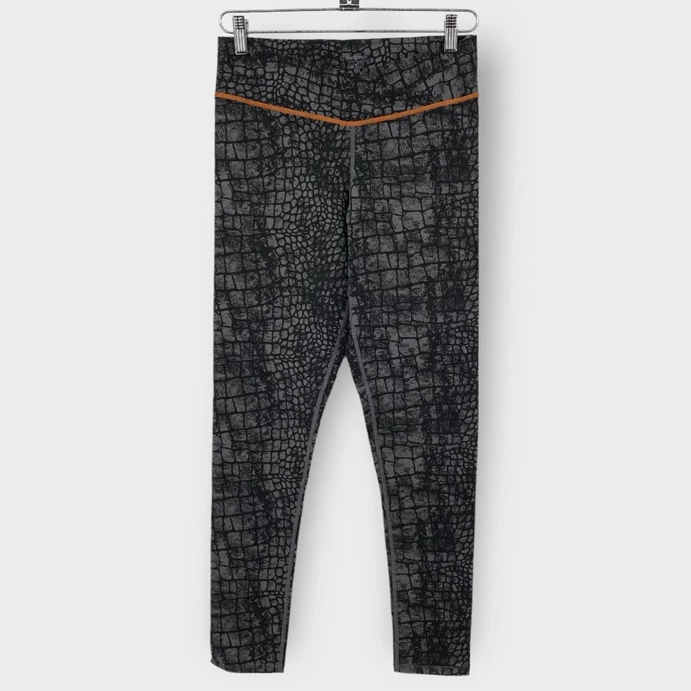 Yummie by Heather Thomson Hannah Leggings Womens Sz Medium Black Gray Croc Print